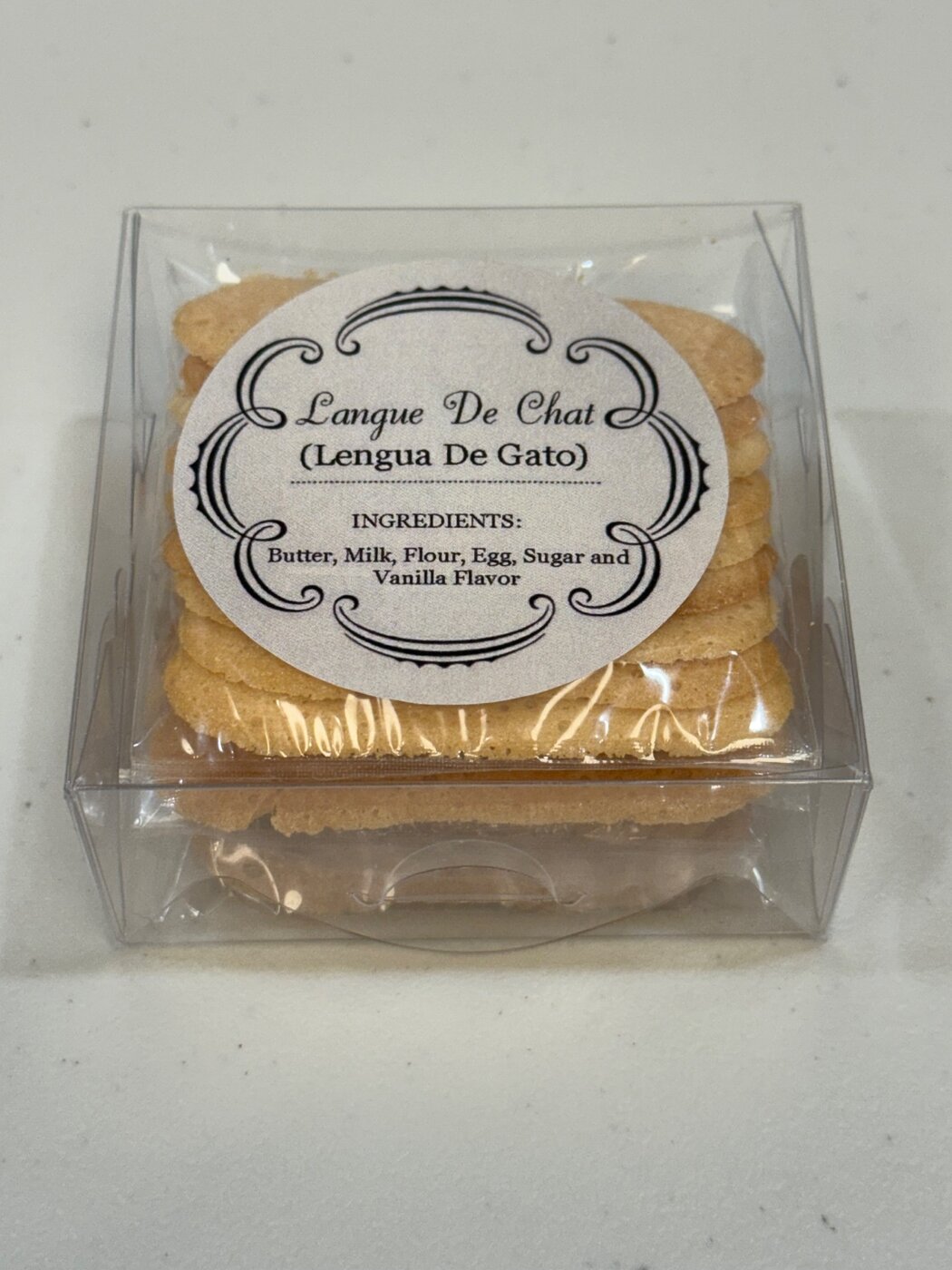 Boxed Langue de Chat vanilla butter cookies